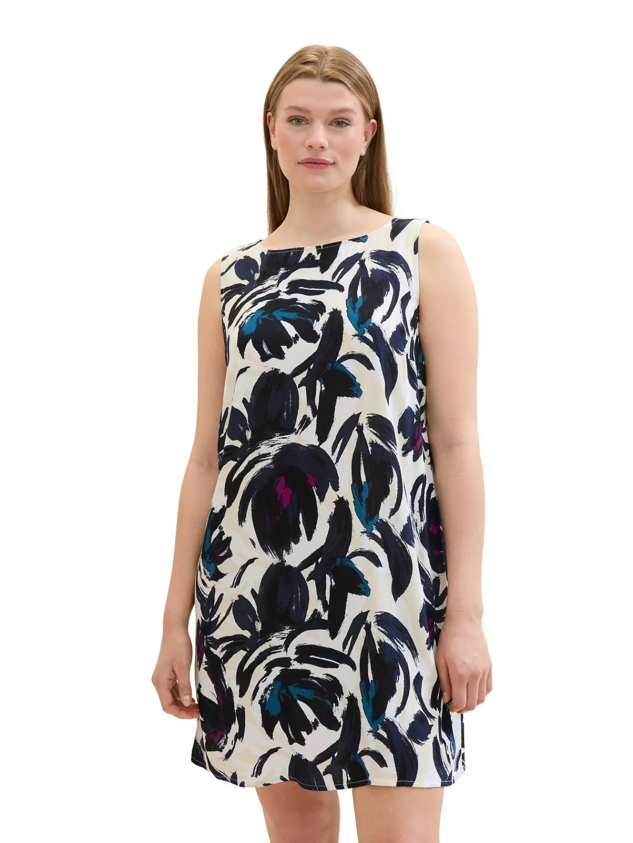 Kurzes ärmelloses Kleid mit Blumenprint<TOM TAILOR Plus Hot