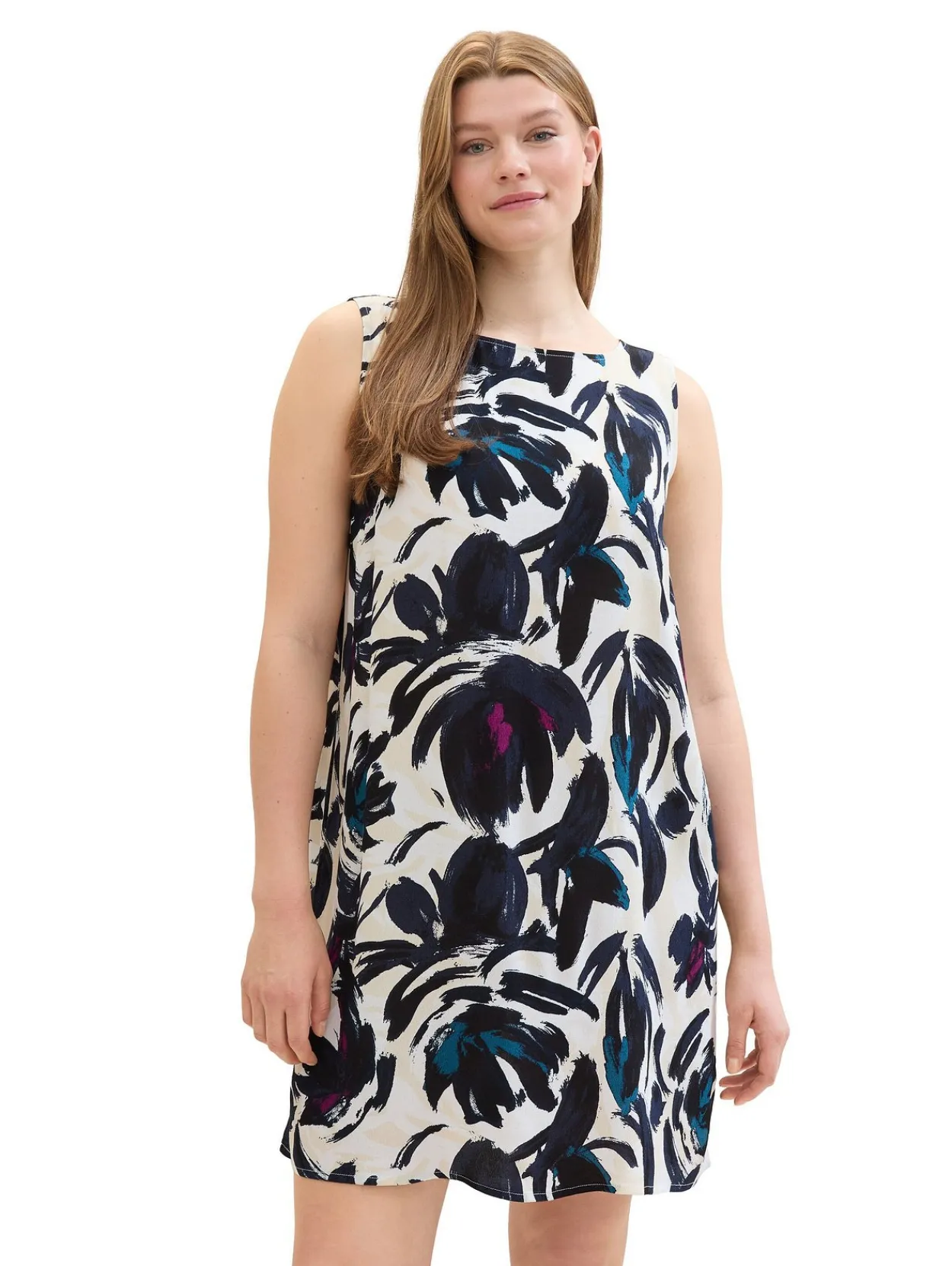 Kurzes ärmelloses Kleid mit Blumenprint<TOM TAILOR Plus Hot