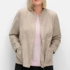 Kurzjacke in Velourslederoptik, mit Stehkragen<sheego Fashion