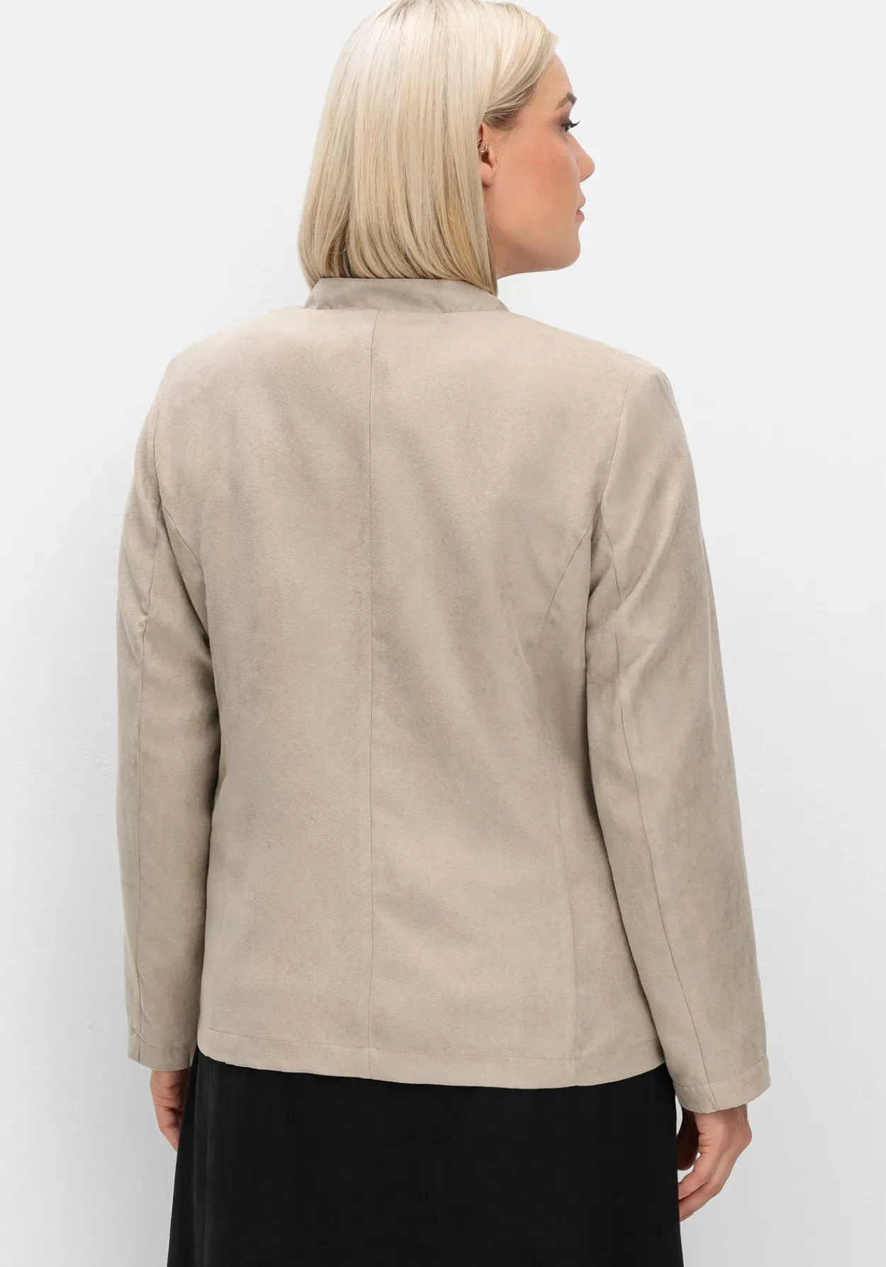 Kurzjacke in Velourslederoptik, mit Stehkragen<sheego Fashion