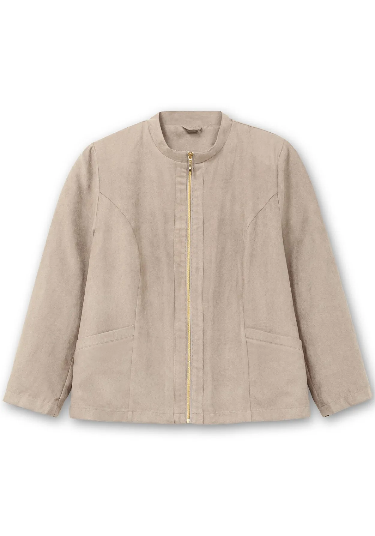 Kurzjacke in Velourslederoptik, mit Stehkragen<sheego Fashion