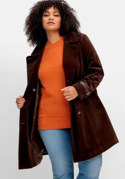 Kurzmantel in Samtoptik, mit 2-reihiger Knopfleiste<sheego by Joe Browns Clearance