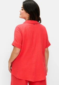 Kurzärmlige Hemdbluse aus Musselin<sheego Discount
