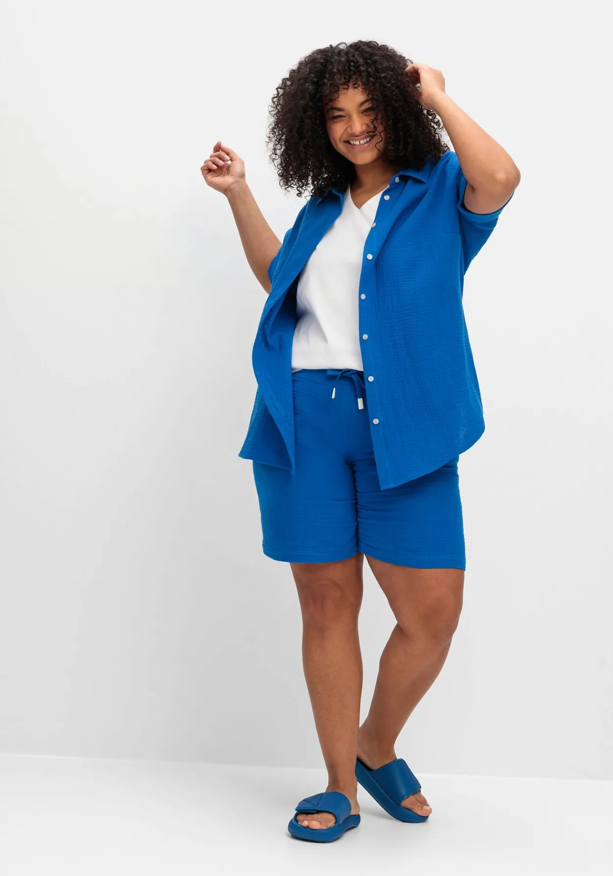 Kurzärmlige Hemdbluse aus Musselin<sheego Best