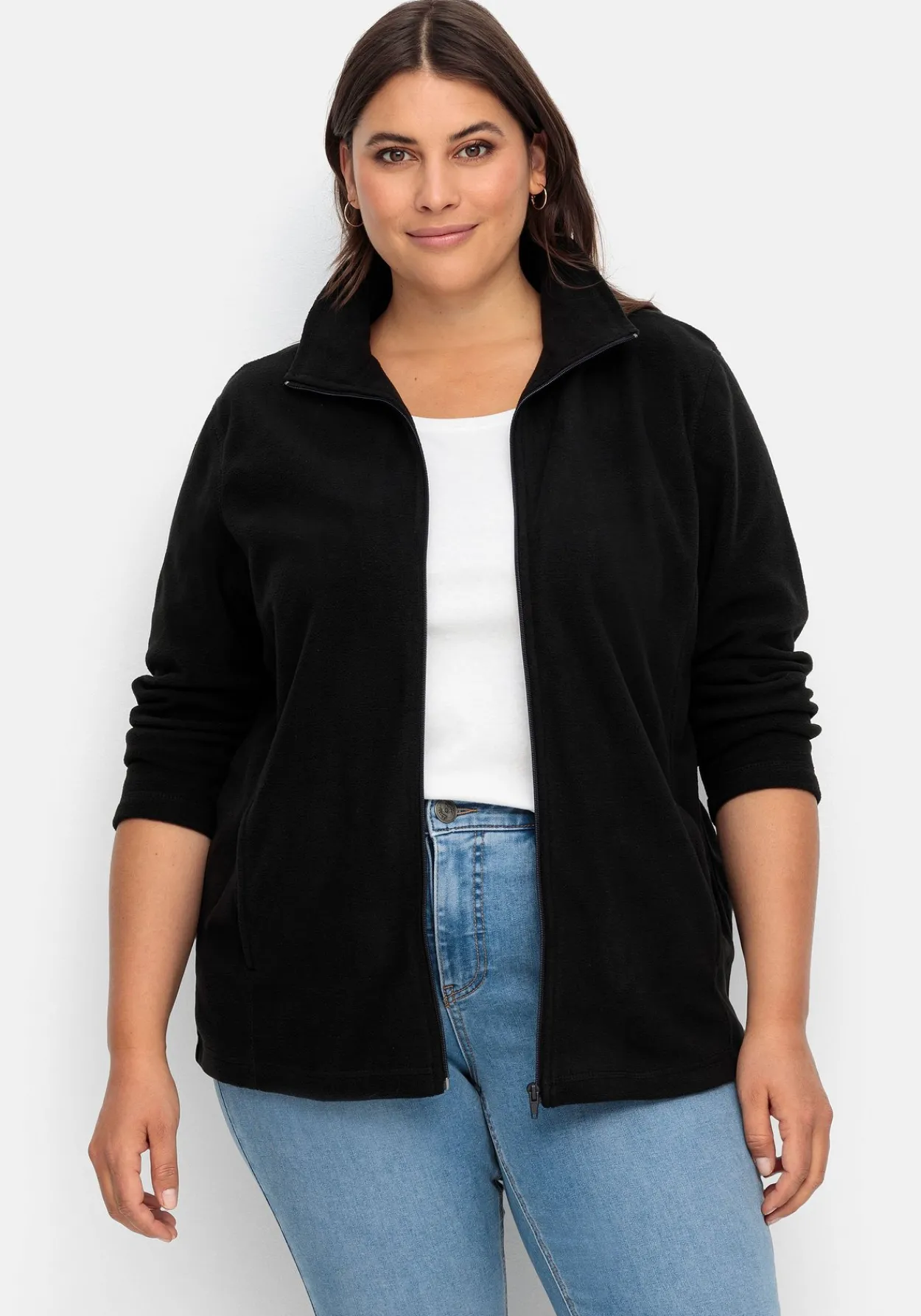 Kuschelige Fleecejacke mit Reißverschluss<sheego Sale