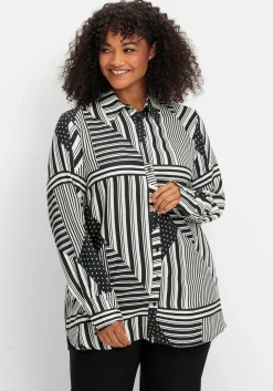Langarmbluse im Mustermix mit Hemdkragen<sheego Fashion
