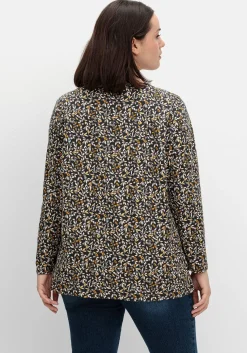 Langarmshirt aus Jersey mit Minimalprint<sheego Outlet
