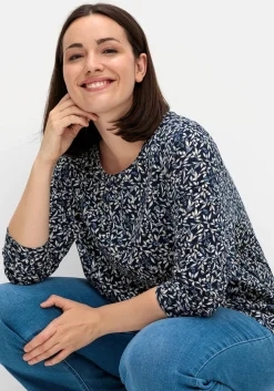 Langarmshirt aus Jersey mit Minimalprint<sheego Outlet
