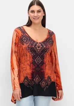 Langarmshirt im Ethno-Stil, mit Zipfelsaum<sheego Fashion