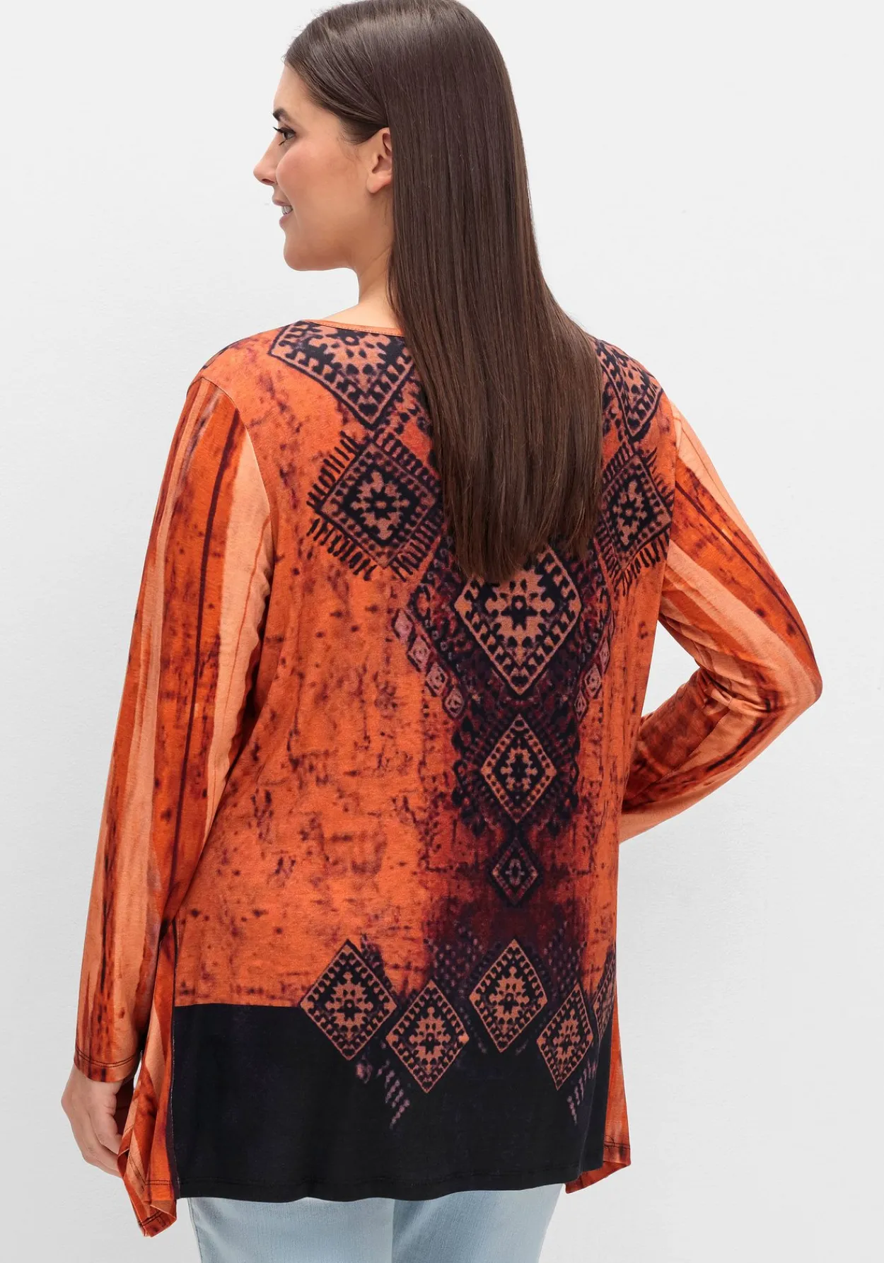 Langarmshirt im Ethno-Stil, mit Zipfelsaum<sheego Fashion