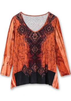 Langarmshirt im Ethno-Stil, mit Zipfelsaum<sheego Fashion