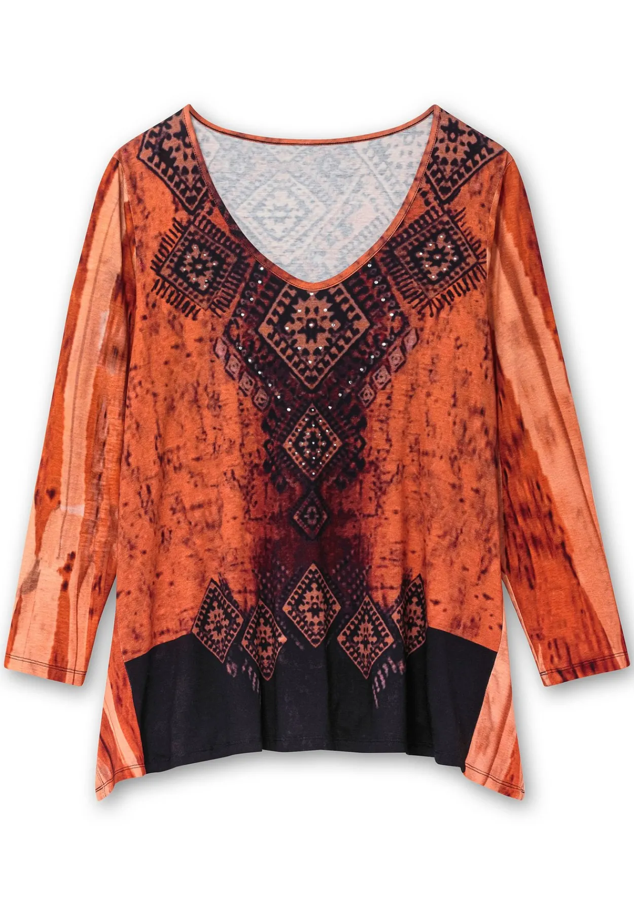 Langarmshirt im Ethno-Stil, mit Zipfelsaum<sheego Fashion