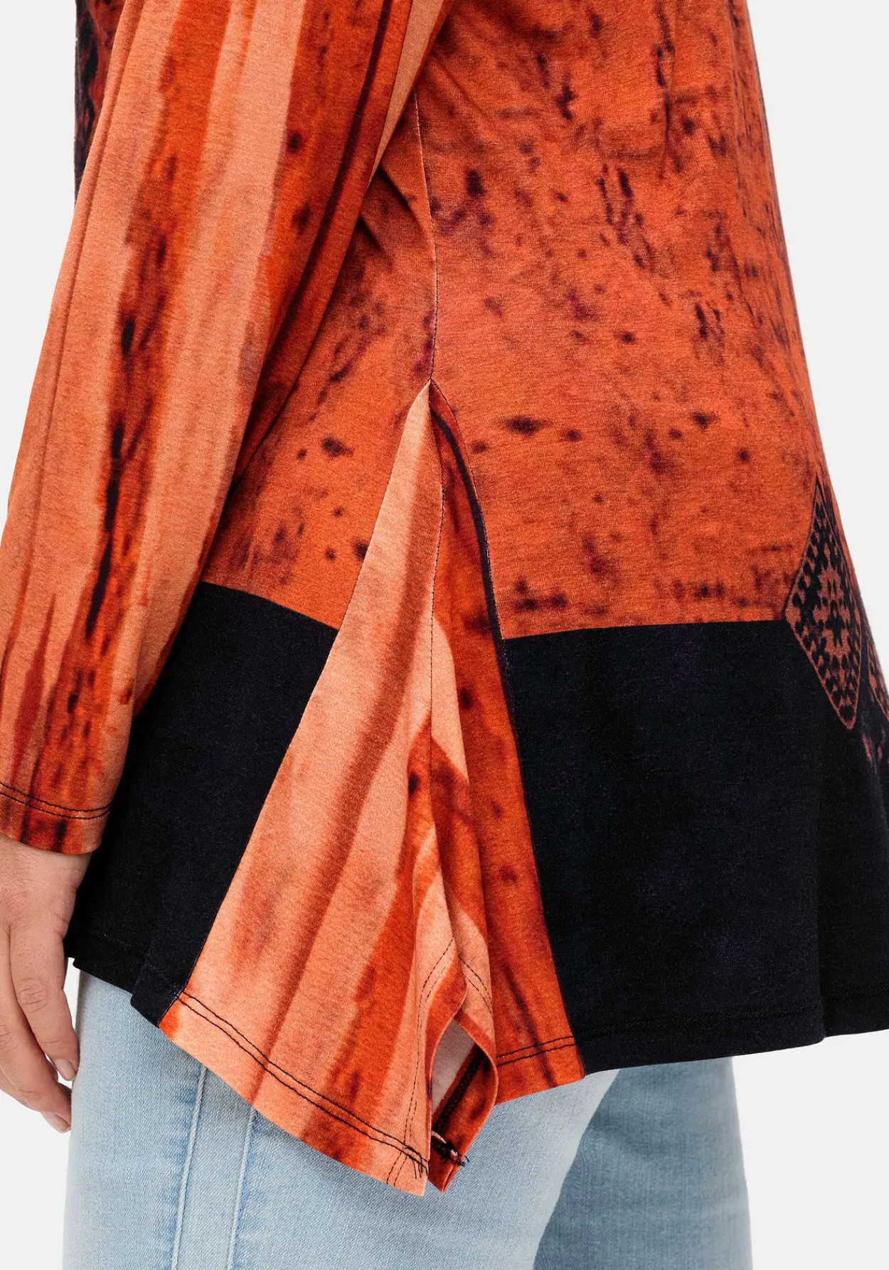 Langarmshirt im Ethno-Stil, mit Zipfelsaum<sheego Fashion
