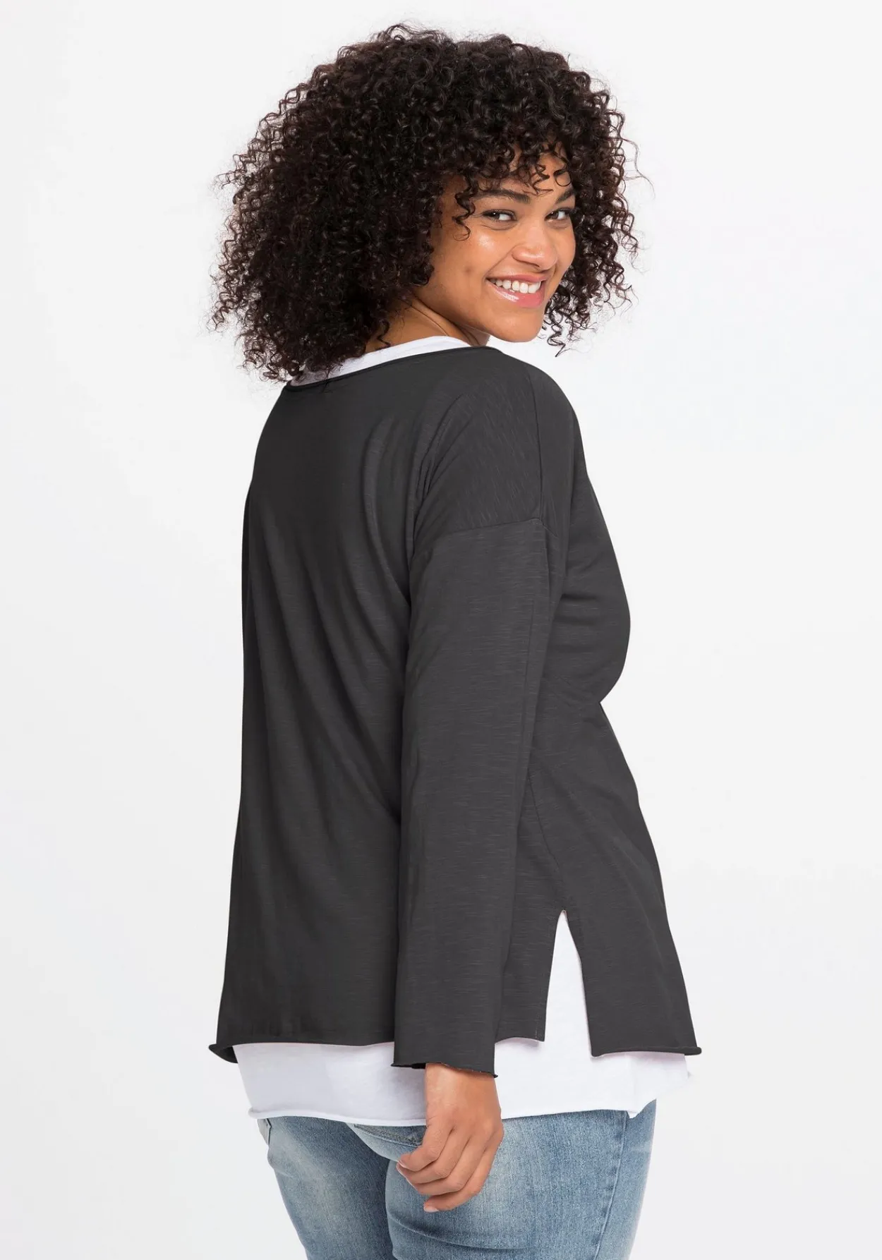 Langarmshirt im Layeringlook, mit Rollkanten<sheego by Joe Browns Discount