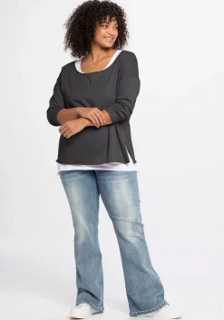 Langarmshirt im Layeringlook, mit Rollkanten<sheego by Joe Browns Discount