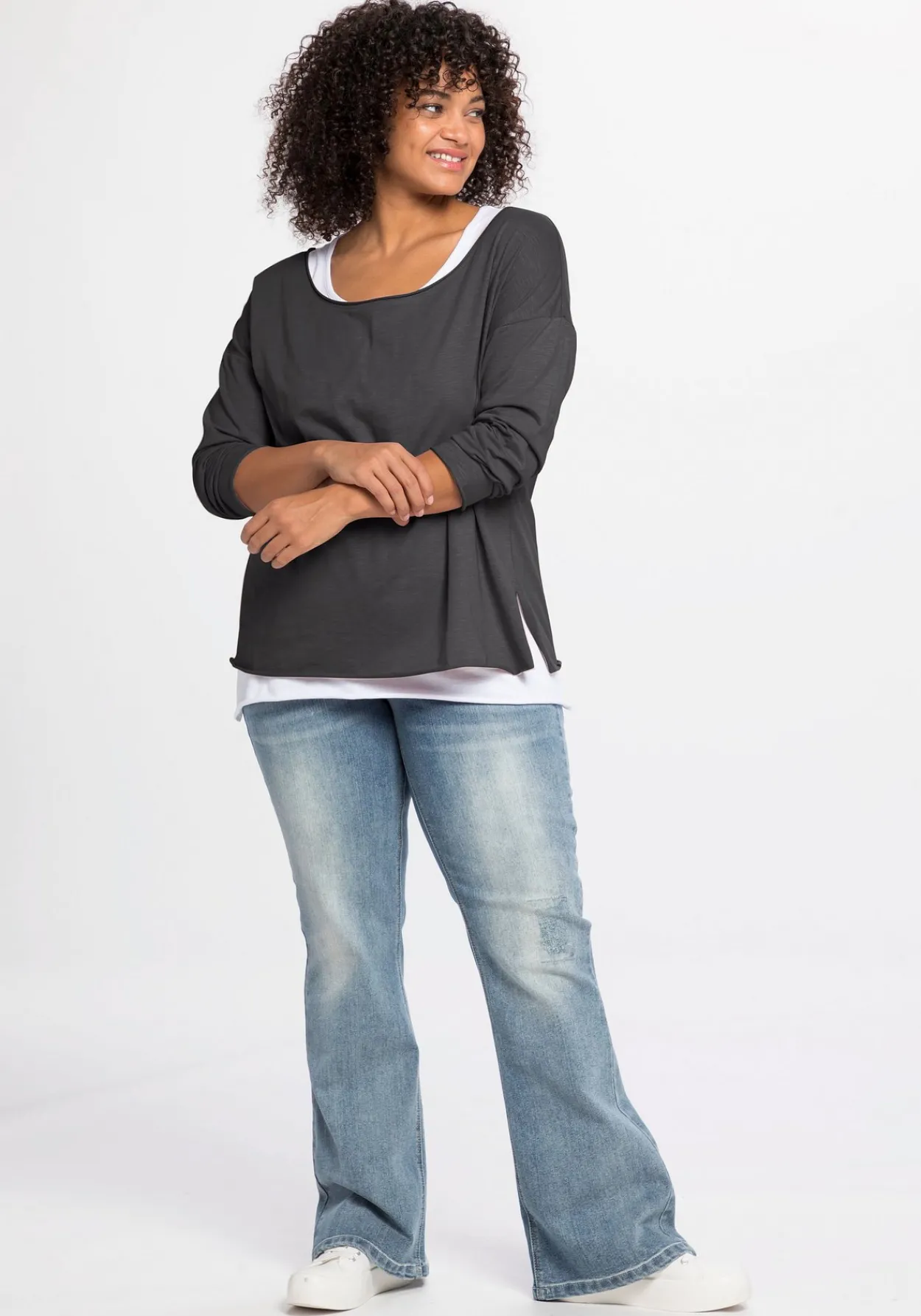 Langarmshirt im Layeringlook, mit Rollkanten<sheego by Joe Browns Discount