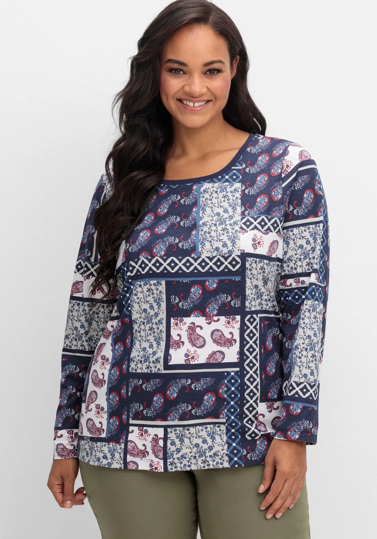 Langarmshirt im Patchwork-Mustermix<sheego Clearance