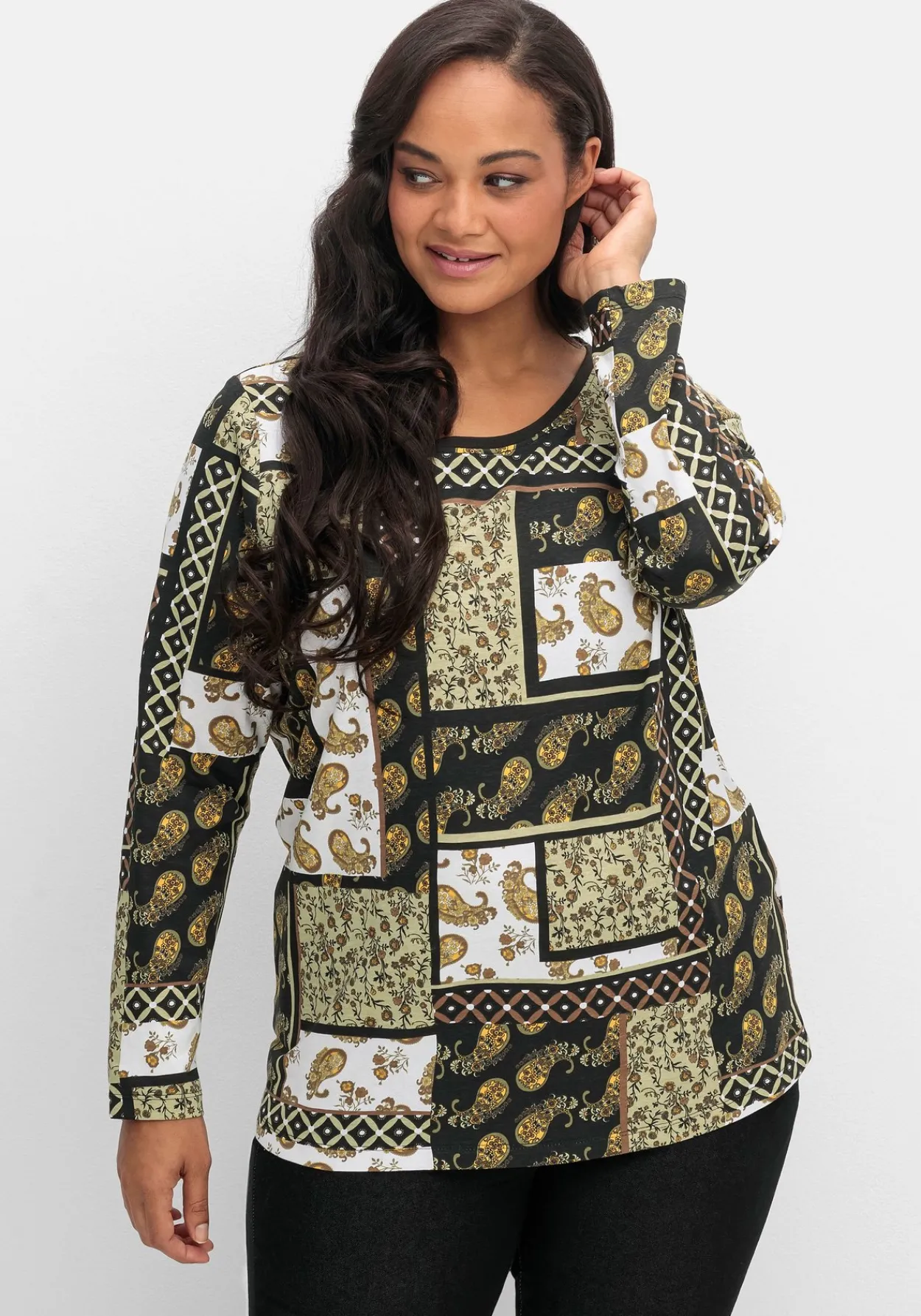 Langarmshirt im Patchwork-Mustermix<sheego Fashion