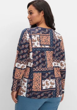 Langarmshirt im Patchwork-Mustermix<sheego Online
