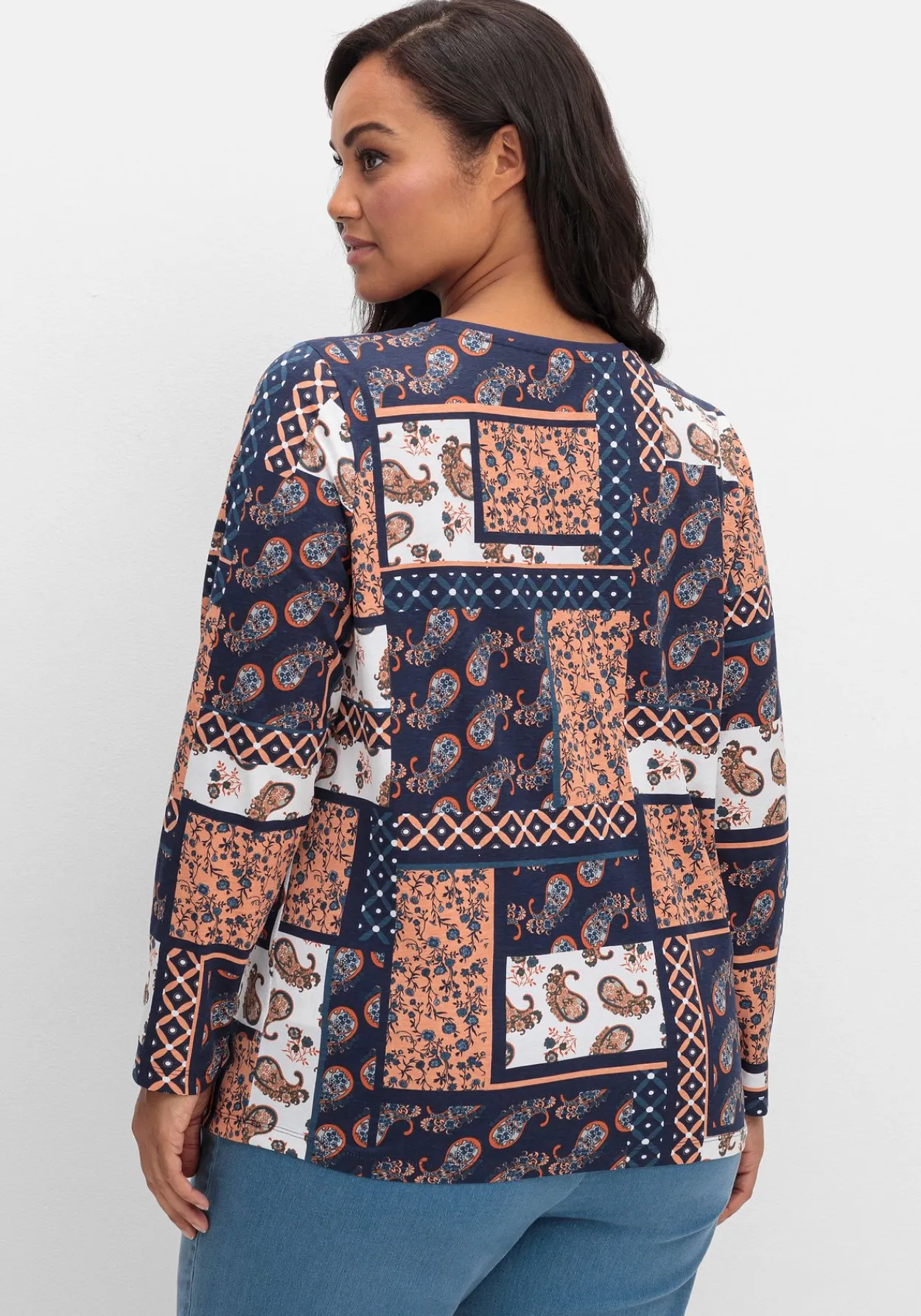Langarmshirt im Patchwork-Mustermix<sheego Online
