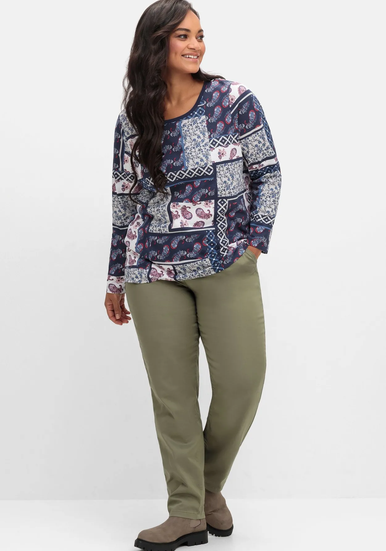 Langarmshirt im Patchwork-Mustermix<sheego Clearance
