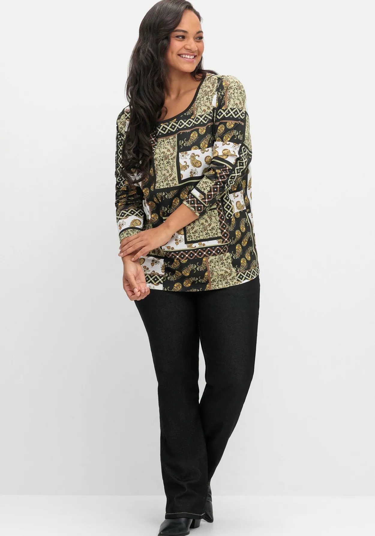 Langarmshirt im Patchwork-Mustermix<sheego Fashion