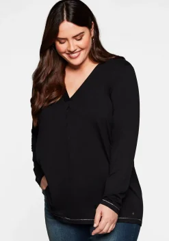 Langarmshirt in A-Linie, mit Falte vorn und Effektgarn<sheego Outlet