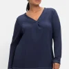 Langarmshirt in A-Linie, mit Falte vorn und Effektgarn<sheego Clearance