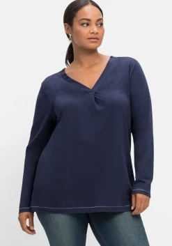 Langarmshirt in A-Linie, mit Falte vorn und Effektgarn<sheego Clearance
