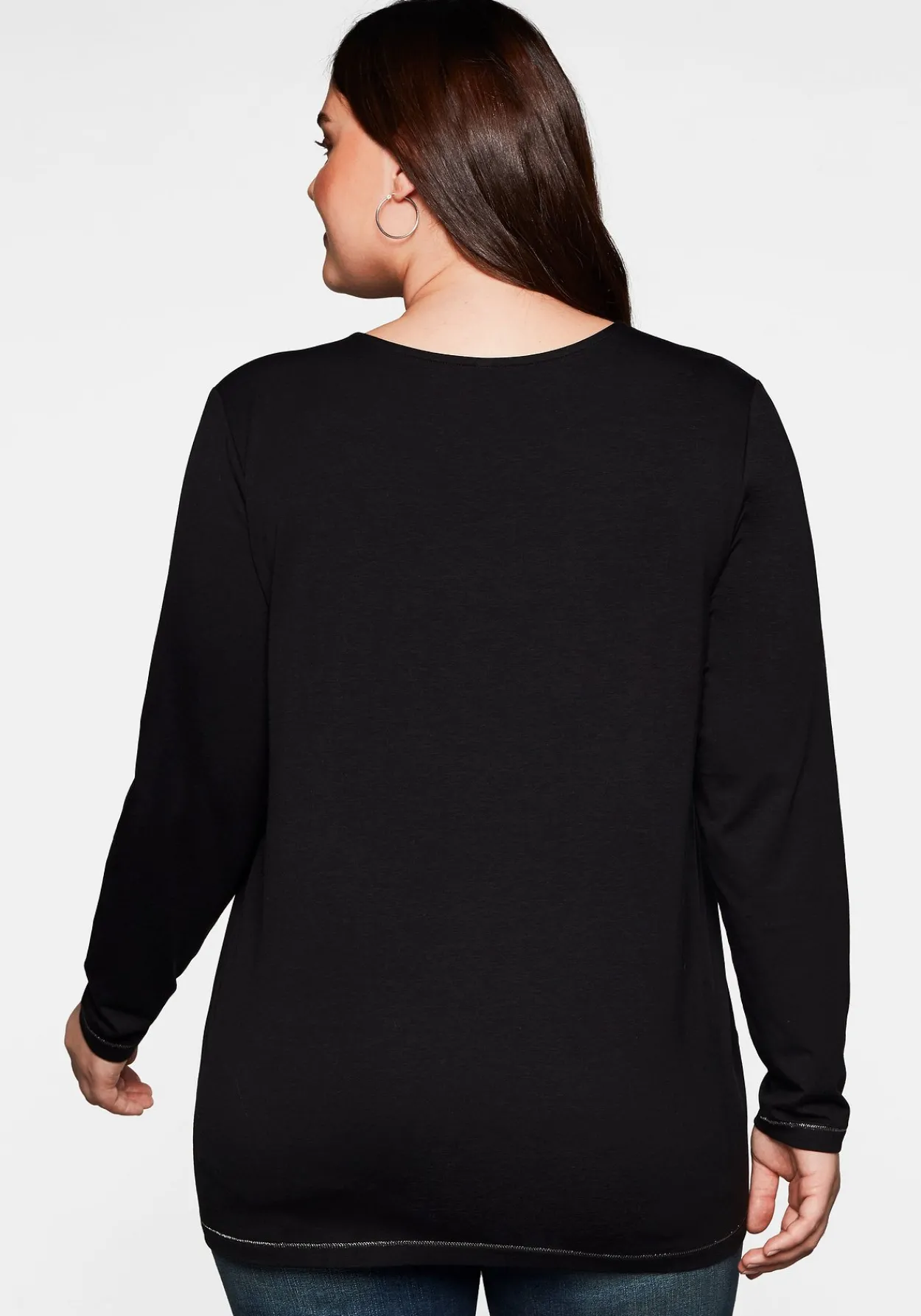 Langarmshirt in A-Linie, mit Falte vorn und Effektgarn<sheego Outlet