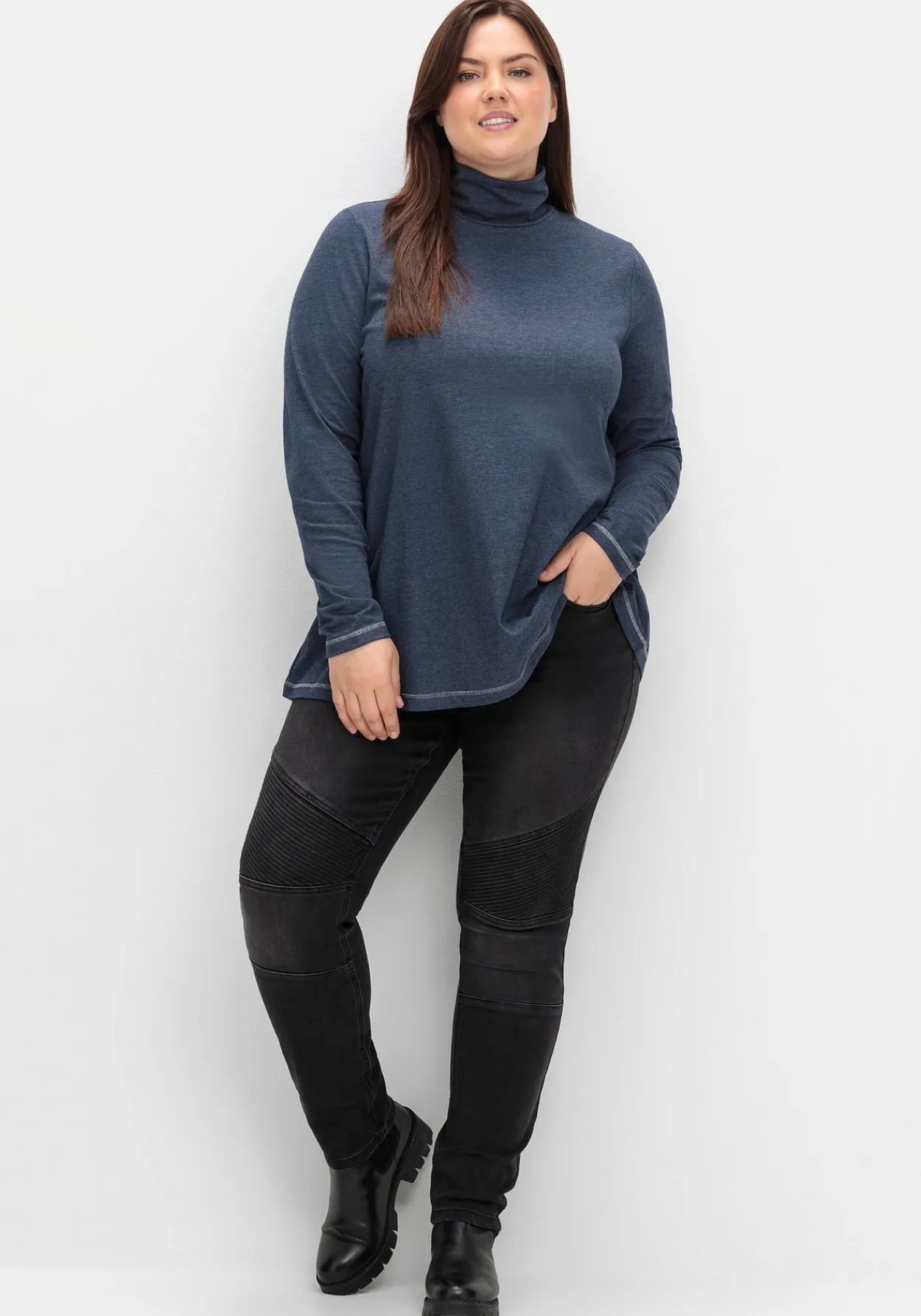 Langarmshirt in A-Linie, mit Stehkragen<sheego Clearance