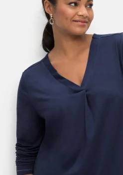 Langarmshirt in A-Linie, mit Falte vorn und Effektgarn<sheego Clearance