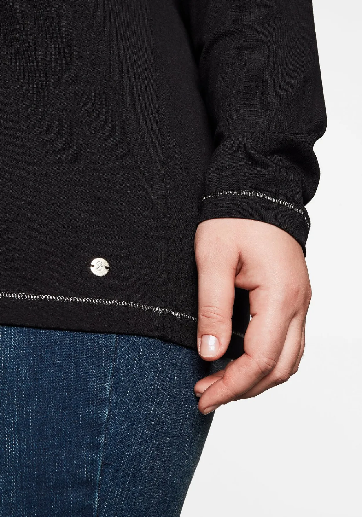 Langarmshirt in A-Linie, mit Falte vorn und Effektgarn<sheego Outlet