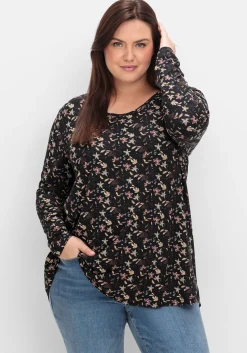 Langarmshirt mit Alloverdruck, in A-Linie<sheego Discount