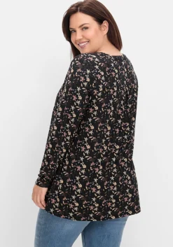 Langarmshirt mit Alloverdruck, in A-Linie<sheego Discount