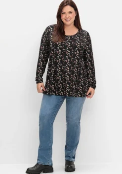 Langarmshirt mit Alloverdruck, in A-Linie<sheego Discount