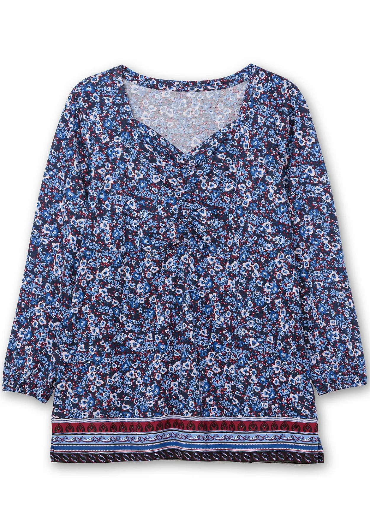 Langarmshirt mit Alloverprint und Herz-Ausschnitt<sheego Sale