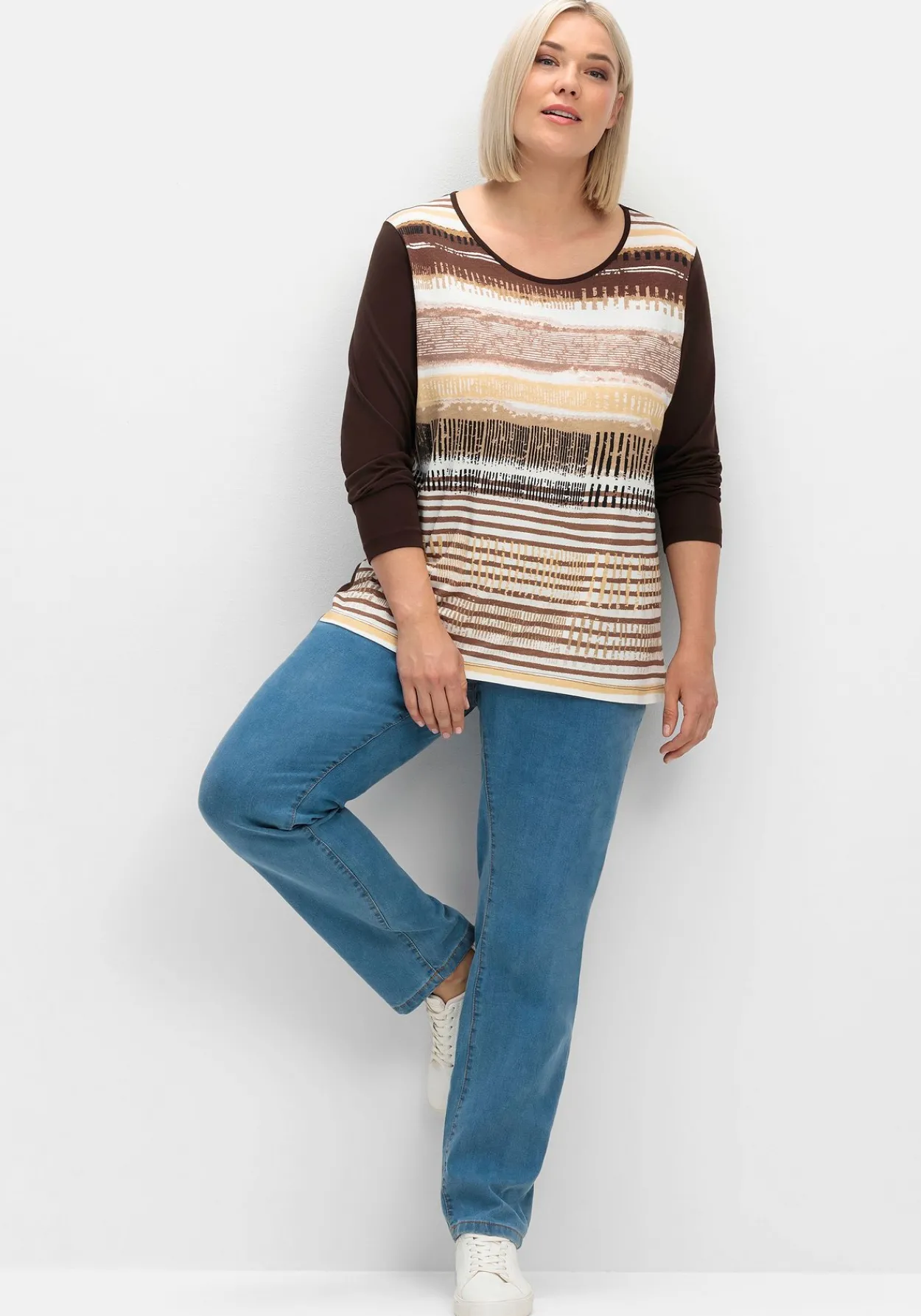 Langarmshirt mit bedrucktem Vorderteil<sheego Best