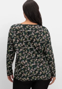 Langarmshirt mit Blümchenprint und Gummizugsaum<sheego New