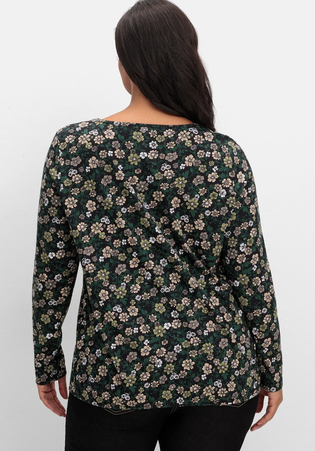 Langarmshirt mit Blümchenprint und Gummizugsaum<sheego New