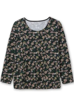 Langarmshirt mit Blümchenprint und Gummizugsaum<sheego New