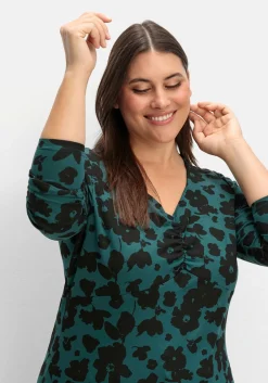 Langarmshirt mit Blumendruck und V-Ausschnitt<sheego New