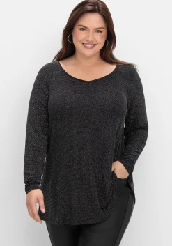 Langarmshirt mit Glitzereffekt, in A-Linie<sheego Online