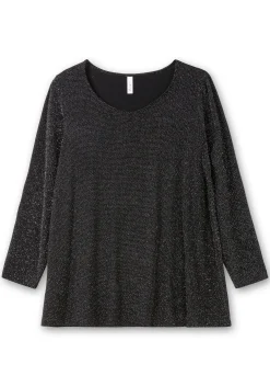 Langarmshirt mit Glitzereffekt, in A-Linie<sheego Online