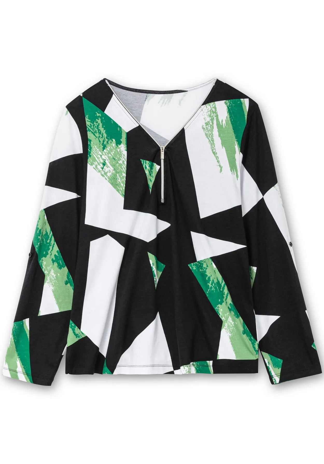 Langarmshirt mit Grafikprint und Reißverschluss<sheego New
