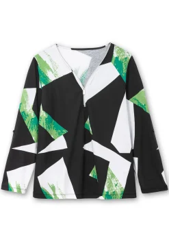 Langarmshirt mit Grafikprint und Krempelfunktion<sheego Hot
