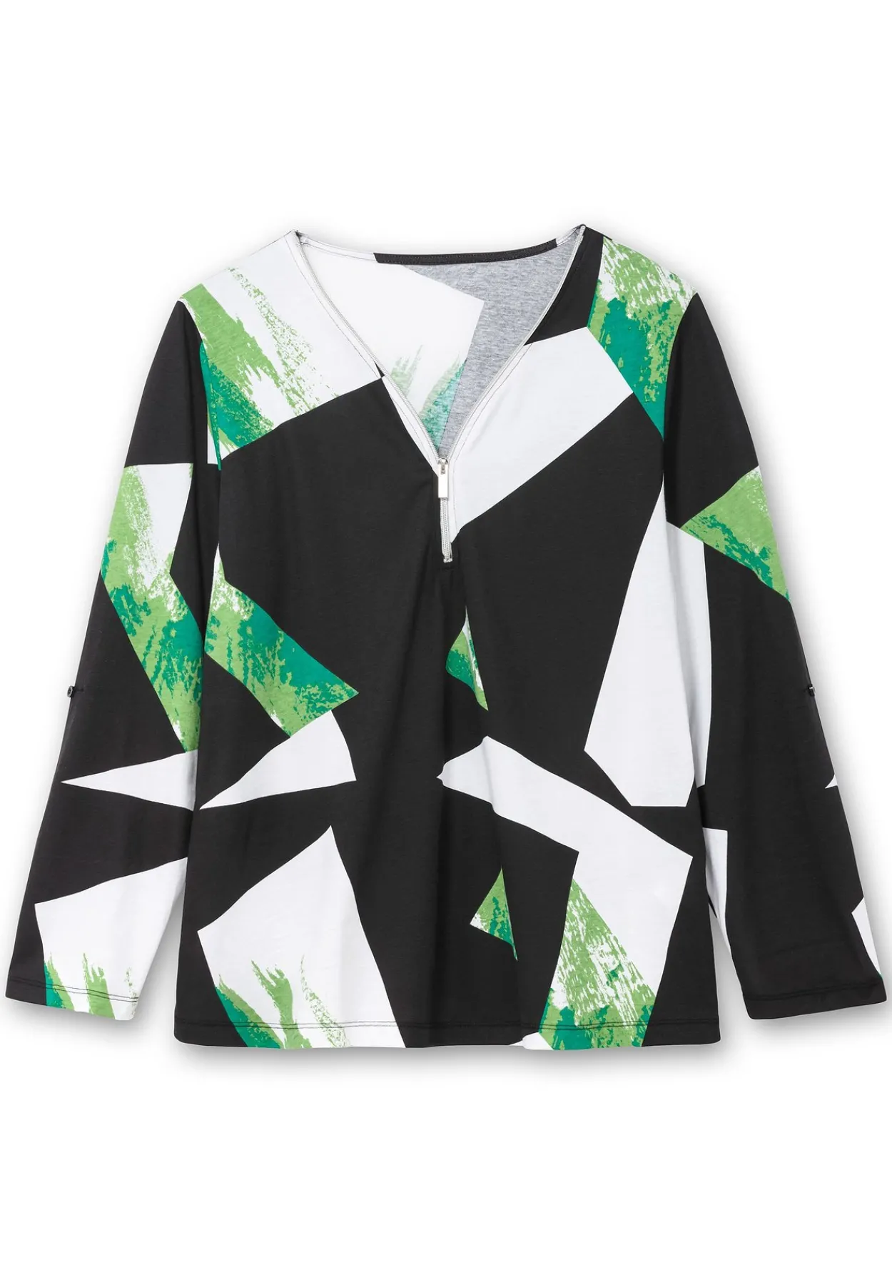Langarmshirt mit Grafikprint und Krempelfunktion<sheego Hot