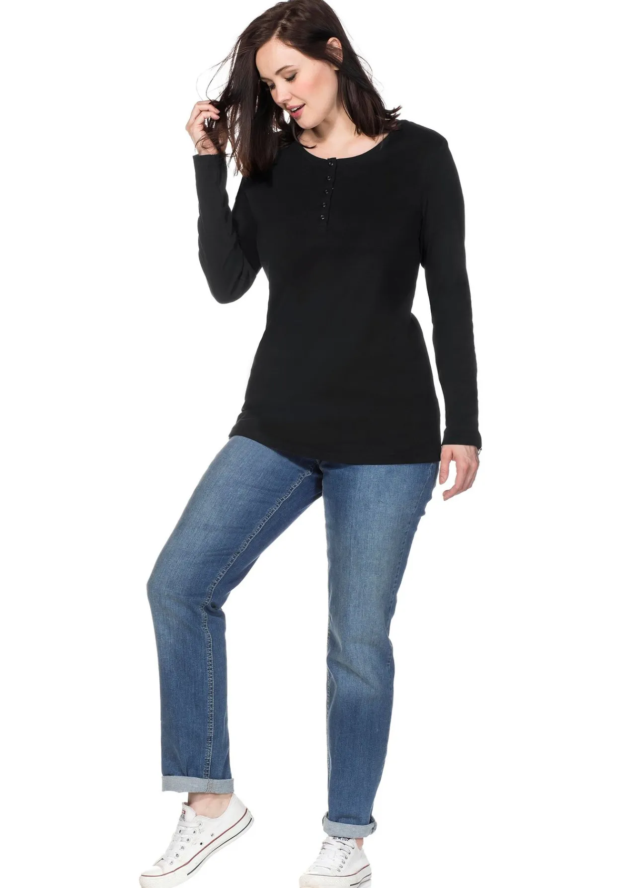 Langarmshirt mit Knopfleiste<sheego Fashion