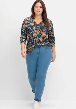 Langarmshirt mit Paisleyprint und Polokragen<sheego by Joe Browns Sale