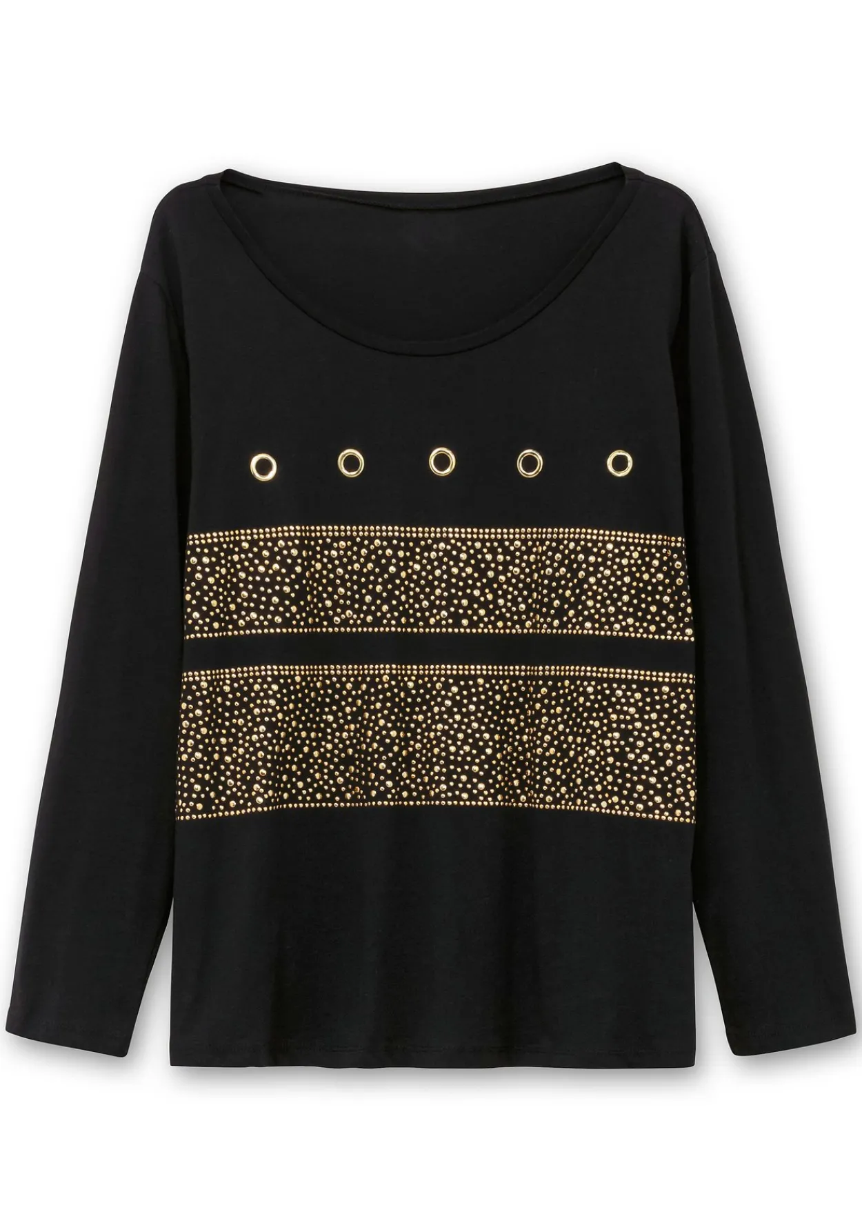 Langarmshirt mit Ösen- und Nietenverzierung<sheego Online